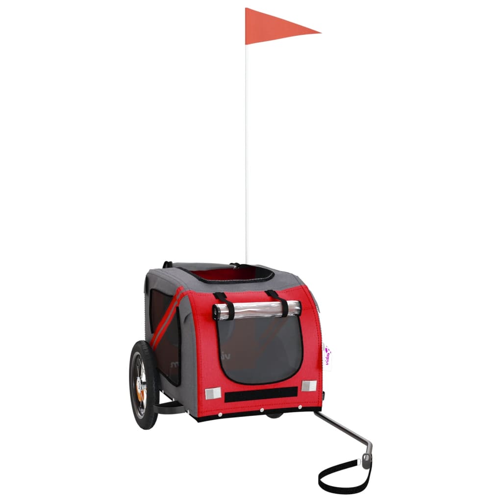 Vozík Za Kolo Pro Psa Červený A Šedý Oxfordská Tkanina/Železo