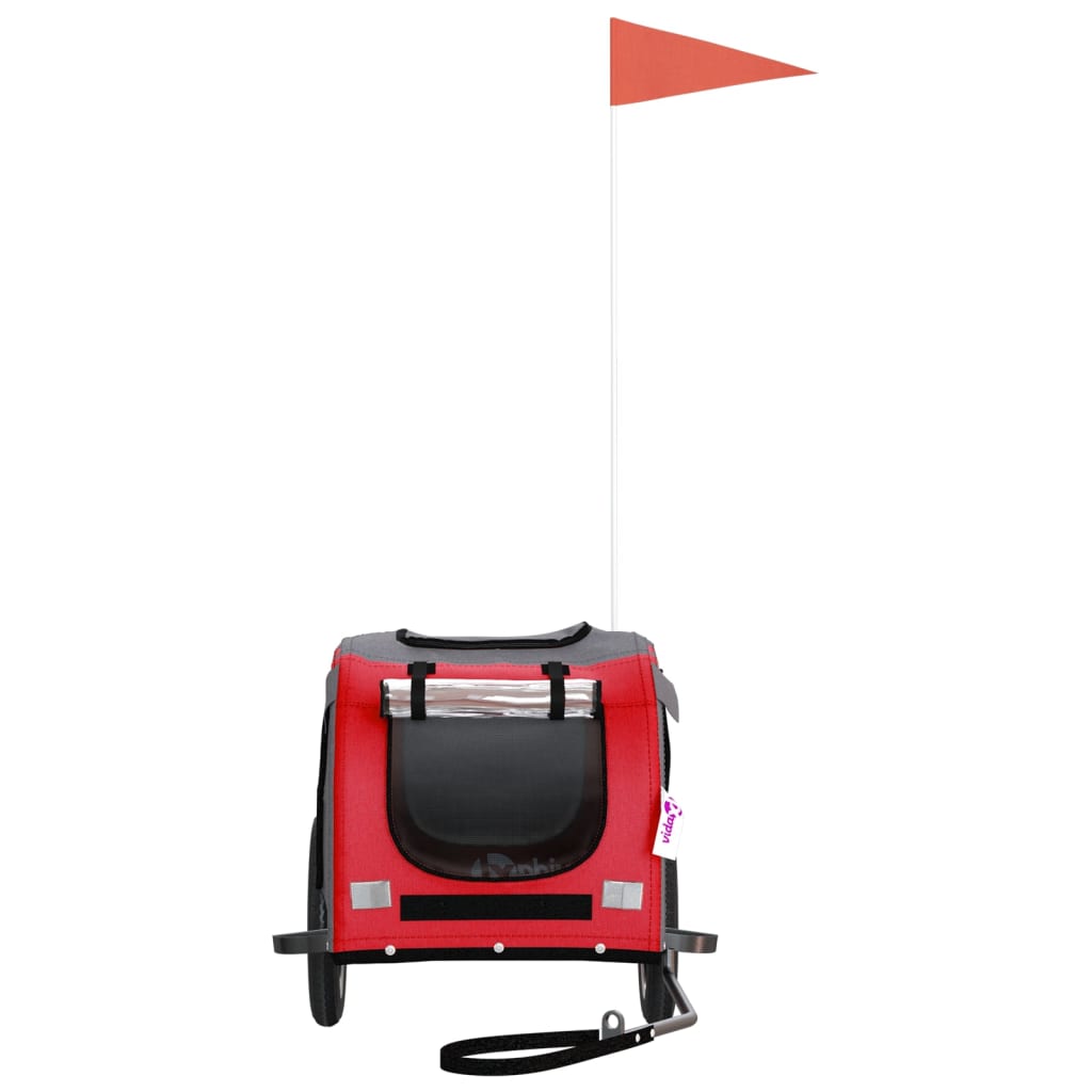 Vozík Za Kolo Pro Psa Červený A Šedý Oxfordská Tkanina/Železo