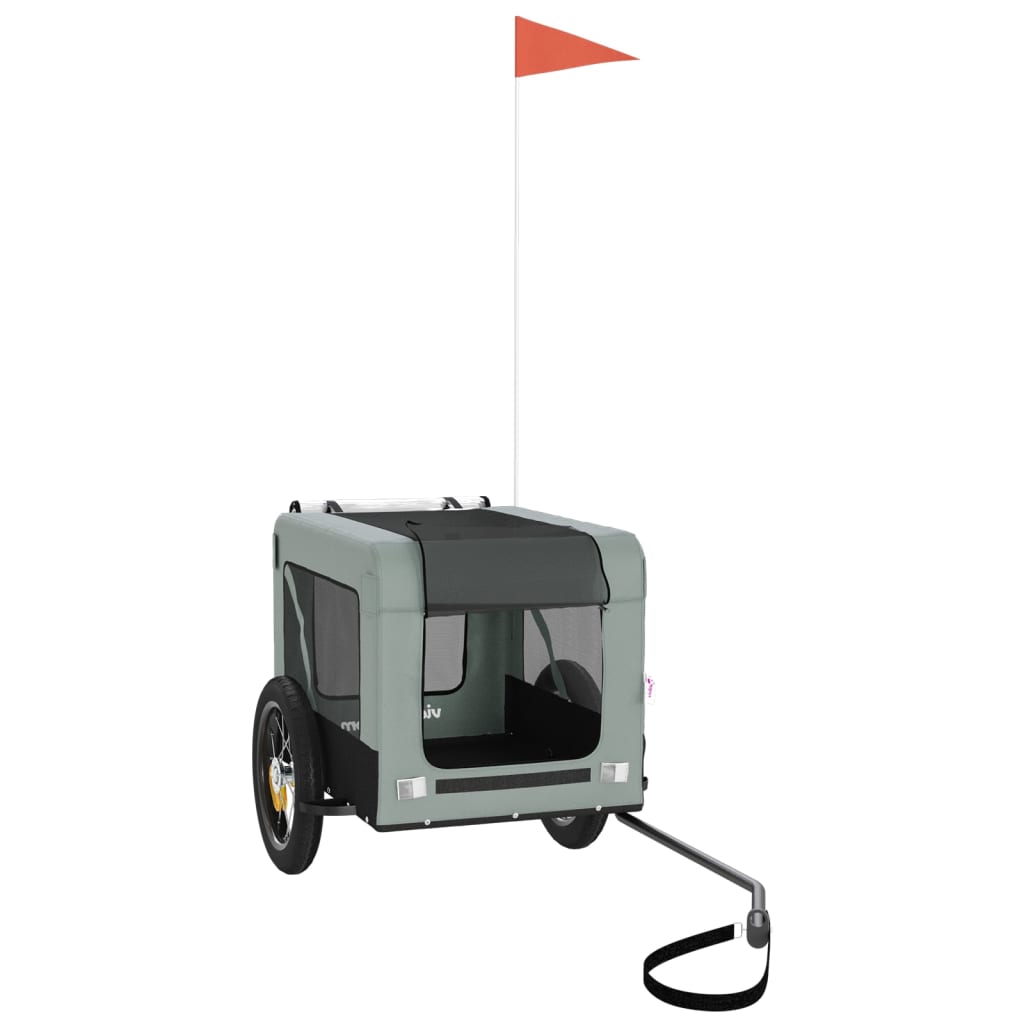 Vozík Za Kolo Pro Psa Šedý A Černý Oxfordská Tkanina A Železo