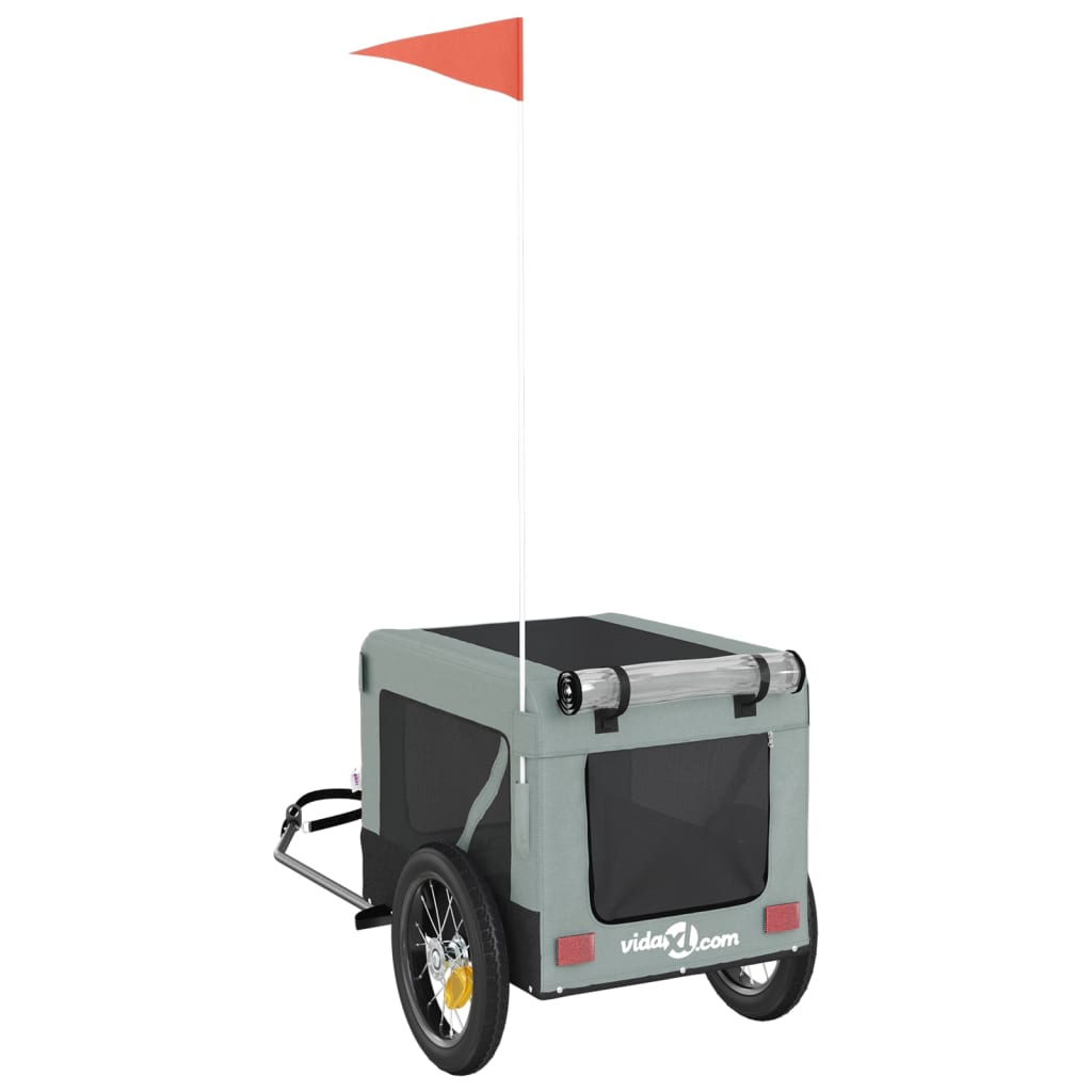 Vozík Za Kolo Pro Psa Šedý A Černý Oxfordská Tkanina A Železo