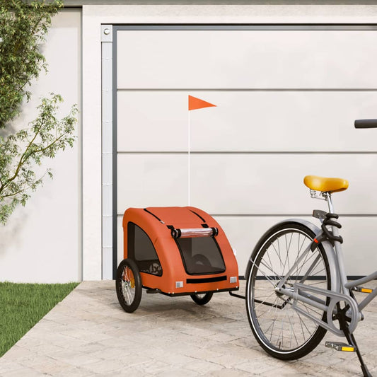 Vozík za kolo pro psa oranžový oxfordská tkanina a železo