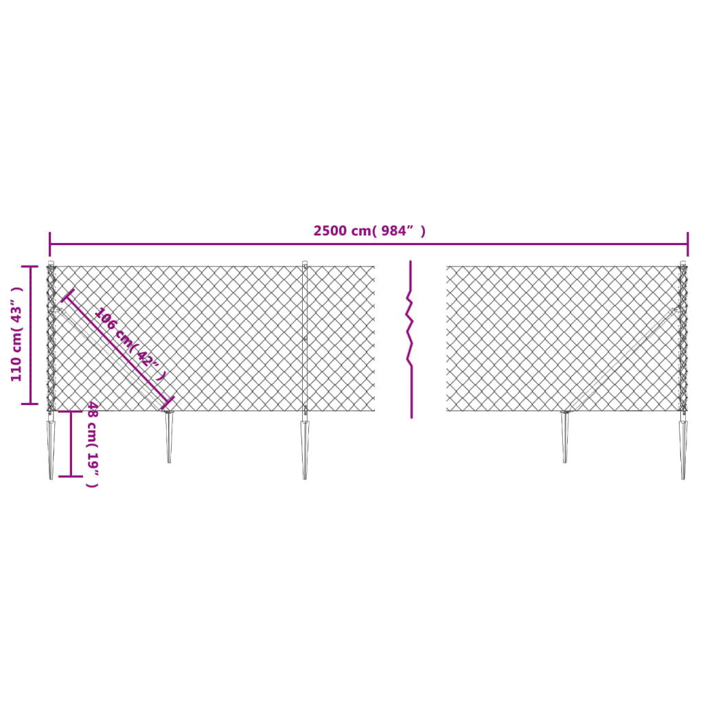 Drátěné Pletivo S Kotevními Hroty Zelené 1,1 X 25 M