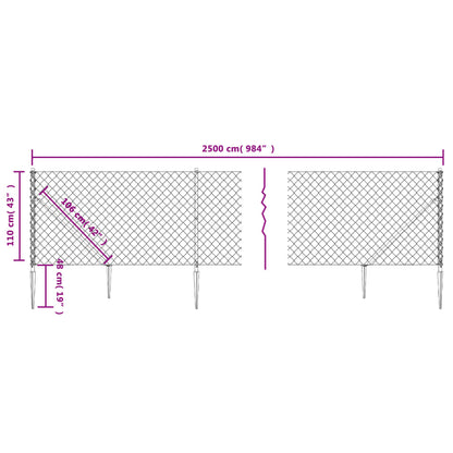 Drátěné Pletivo S Kotevními Hroty Zelené 1,1 X 25 M