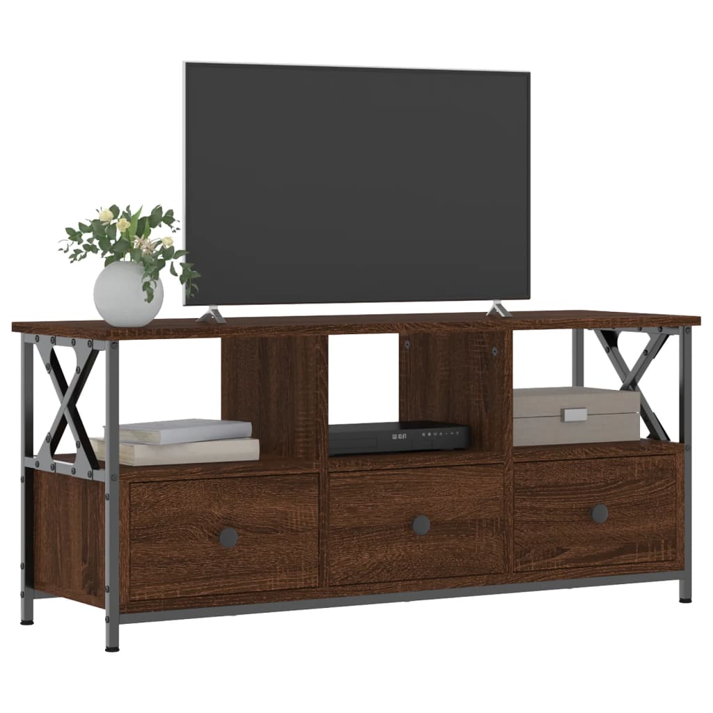 Tv Skříňka Hnědý Dub 102 X 33 X 45 Cm Kompozitní Dřevo A Železo