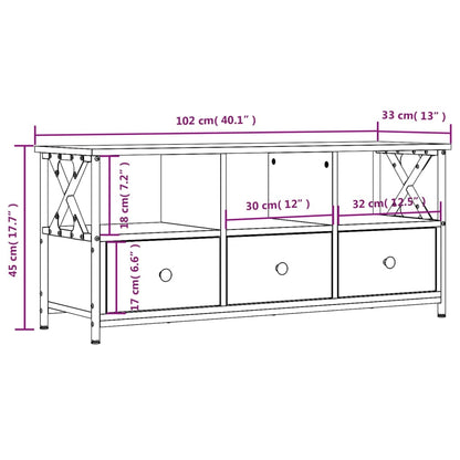 Tv Skříňka Hnědý Dub 102 X 33 X 45 Cm Kompozitní Dřevo A Železo
