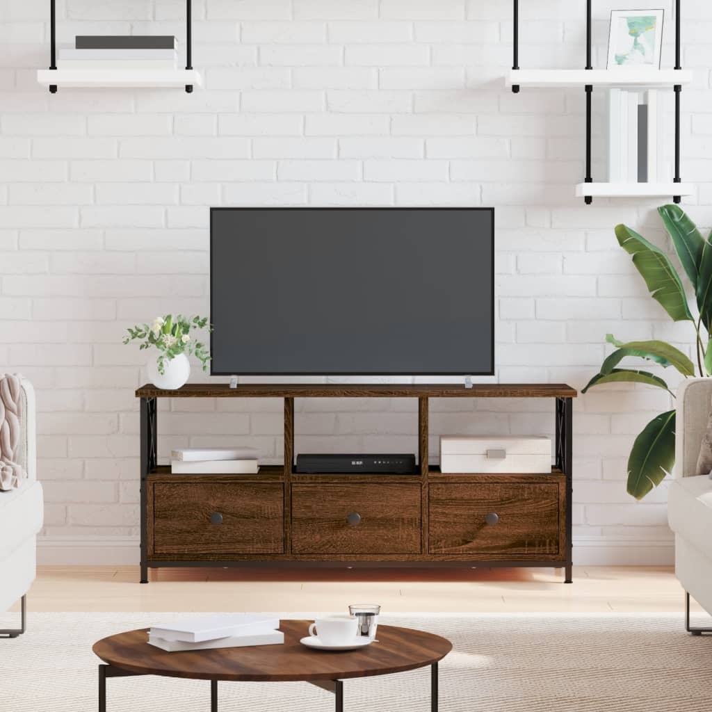 Tv Skříňka Hnědý Dub 102 X 33 X 45 Cm Kompozitní Dřevo A Železo