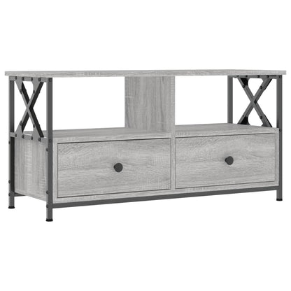 Tv Skříňka Šedá Sonoma 90X33X45 Cm Kompozitní Dřevo A Železo