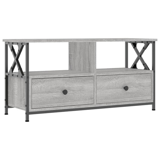 Tv Skříňka Šedá Sonoma 90X33X45 Cm Kompozitní Dřevo A Železo