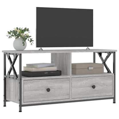 Tv Skříňka Šedá Sonoma 90X33X45 Cm Kompozitní Dřevo A Železo