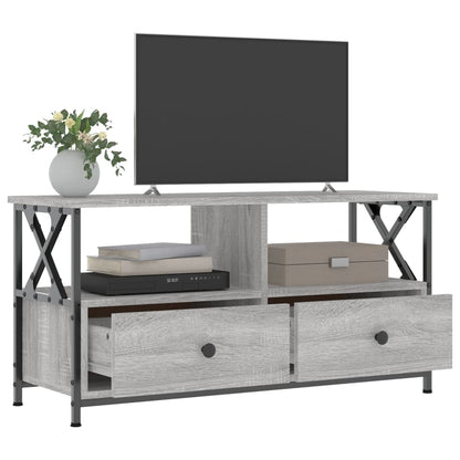 Tv Skříňka Šedá Sonoma 90X33X45 Cm Kompozitní Dřevo A Železo