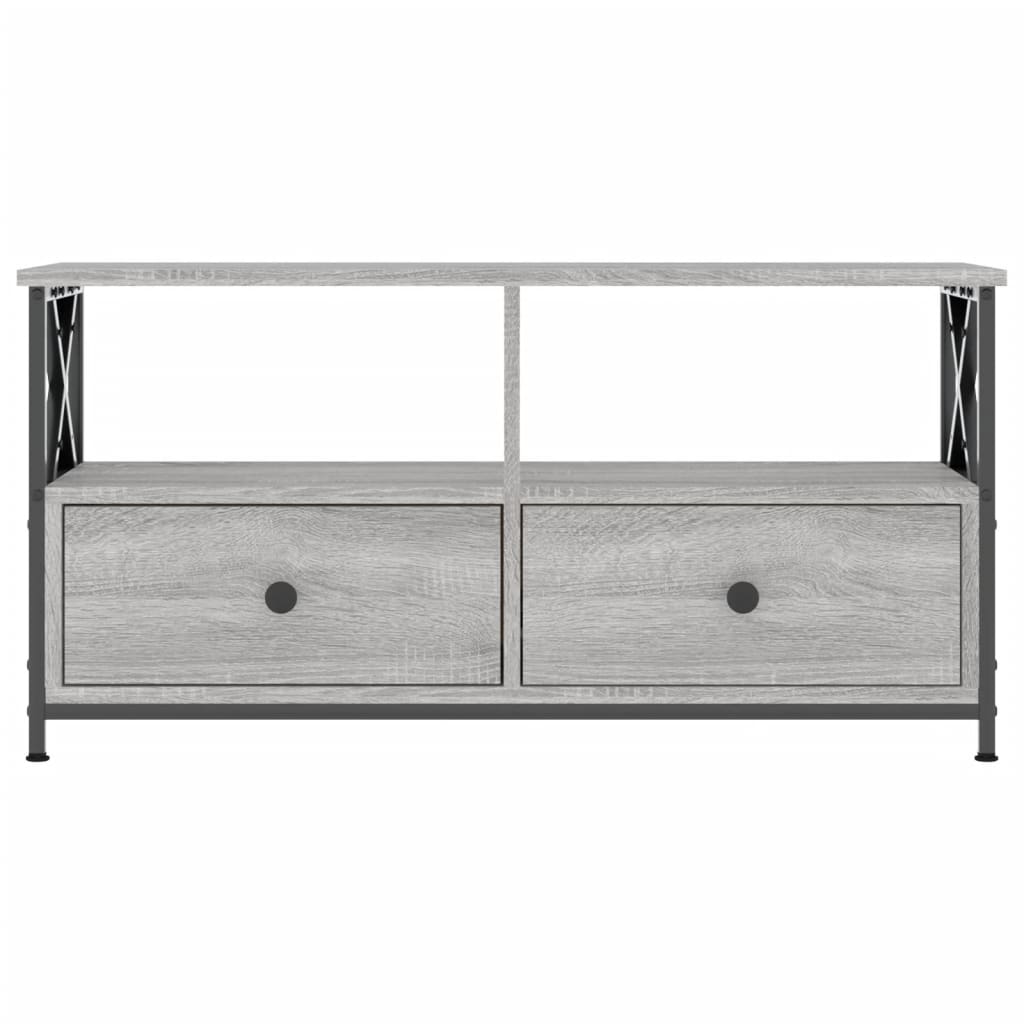 Tv Skříňka Šedá Sonoma 90X33X45 Cm Kompozitní Dřevo A Železo