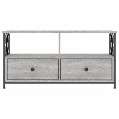 Tv Skříňka Šedá Sonoma 90X33X45 Cm Kompozitní Dřevo A Železo