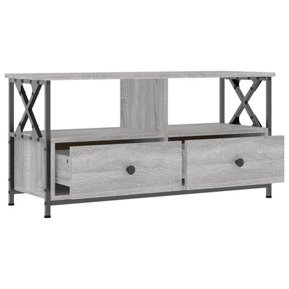 Tv Skříňka Šedá Sonoma 90X33X45 Cm Kompozitní Dřevo A Železo