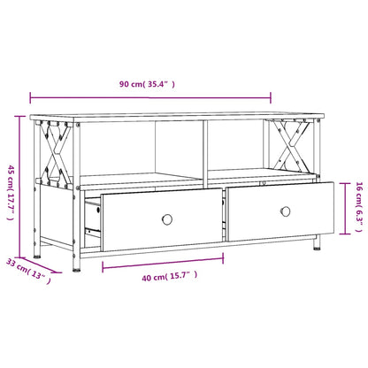 Tv Skříňka Šedá Sonoma 90X33X45 Cm Kompozitní Dřevo A Železo