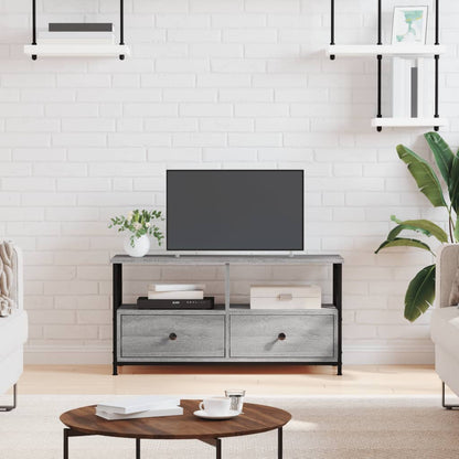 Tv Skříňka Šedá Sonoma 90X33X45 Cm Kompozitní Dřevo A Železo