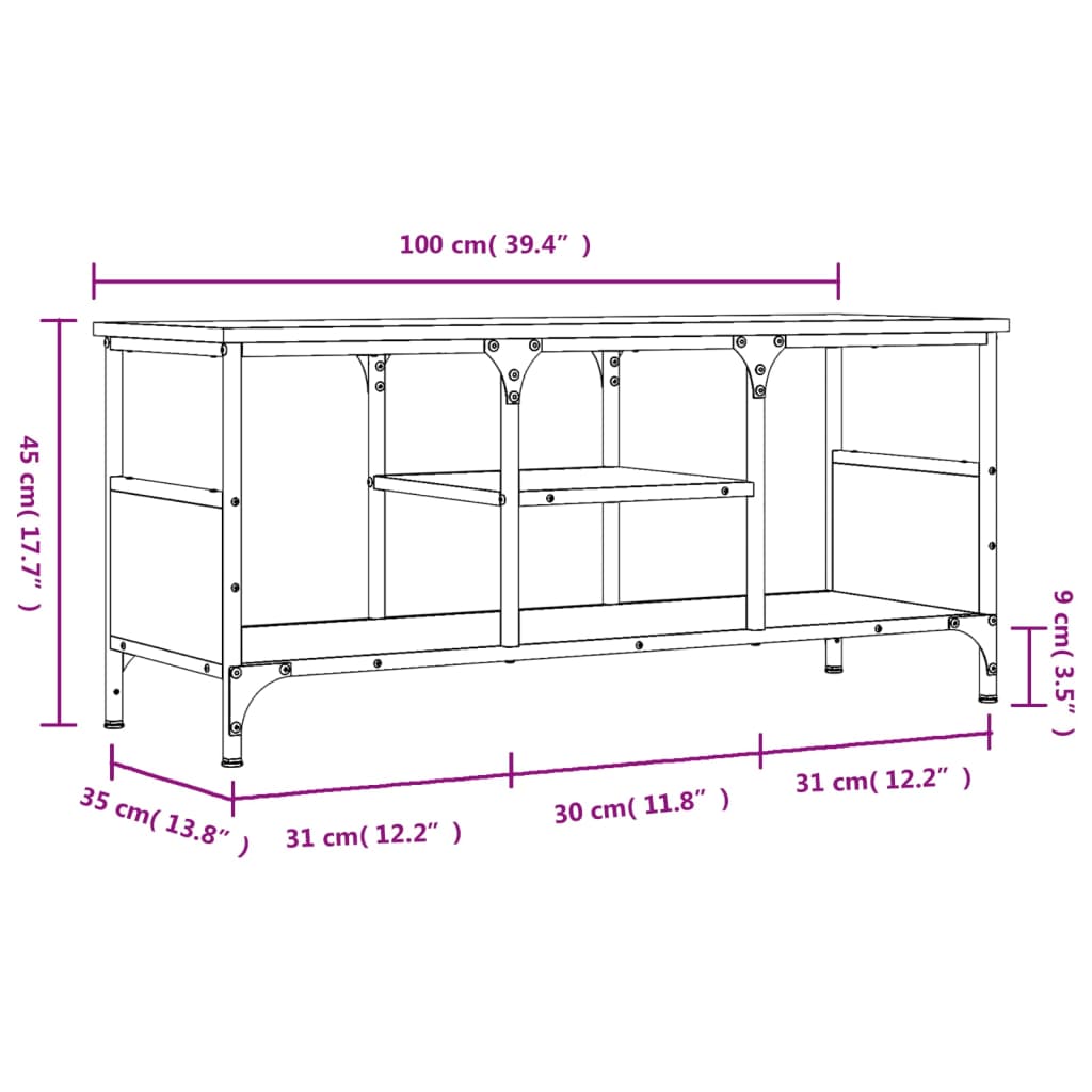 Tv Skříňka 100 X 35 X 45 Cm Kompozitní Dřevo A Železo