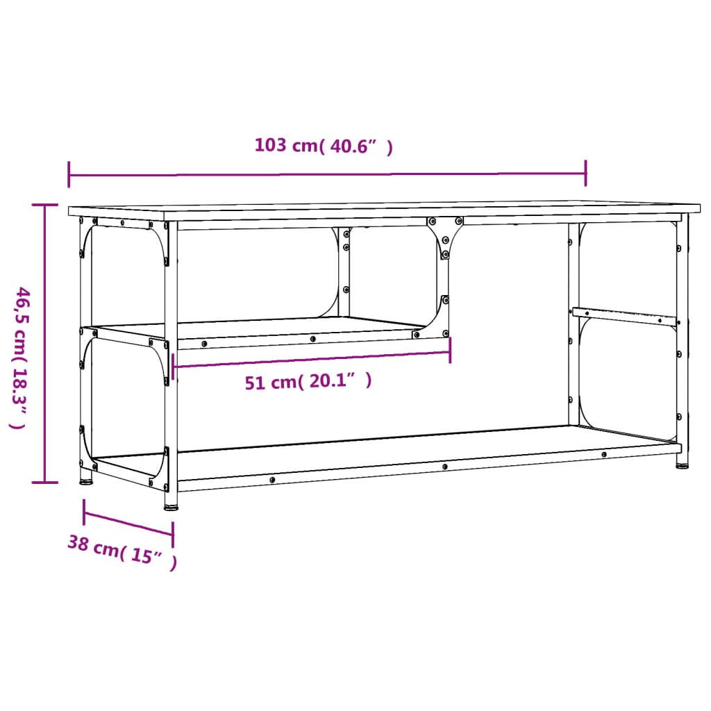 Tv Skříňka 103X38X46,5 Cm Kompozitní Dřevo A Ocel