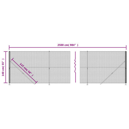 Drátěný Plot S Přírubami Zelený 1,4 X 25 M
