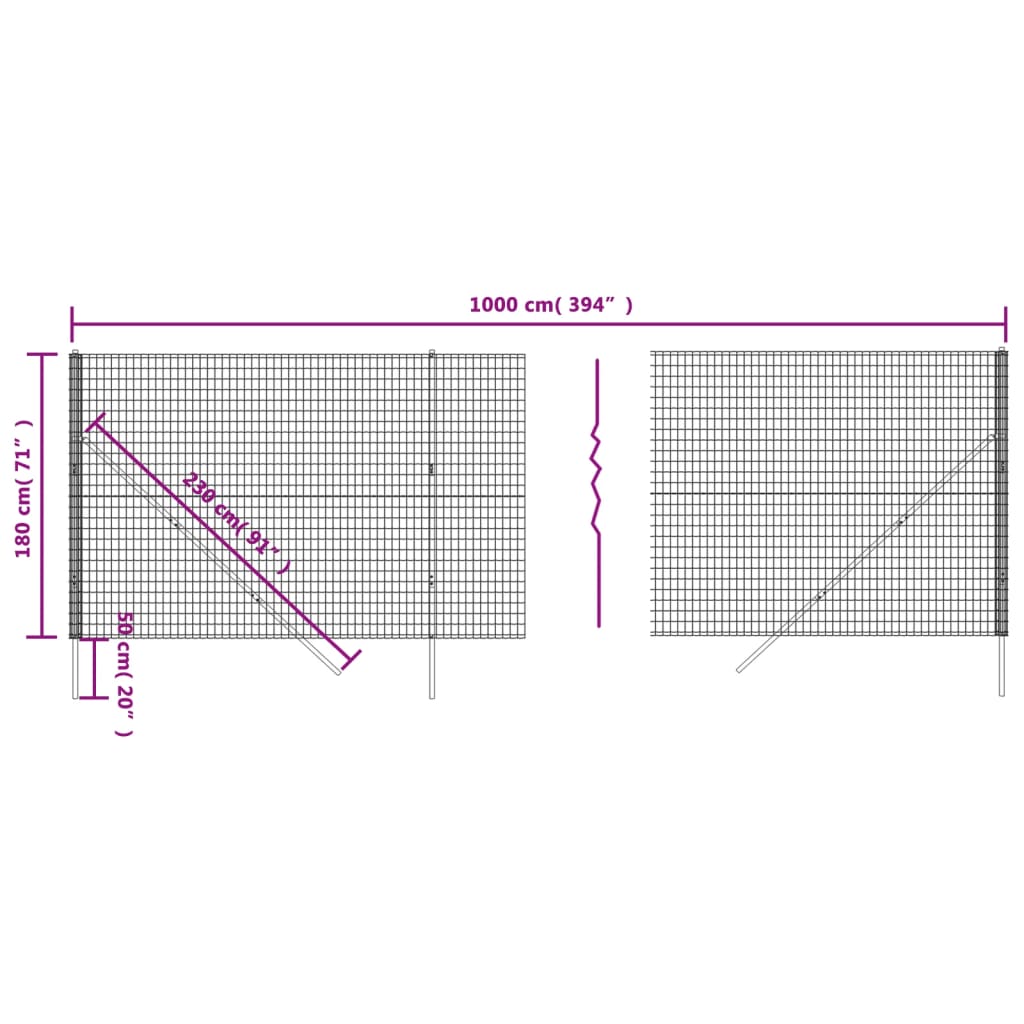 Drátěný Plot Antracitový 1,8 X 10 M Pozinkovaná Ocel