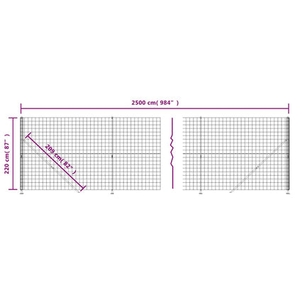 Drátěný Plot S Přírubami Antracitový 2,2 X 25 M
