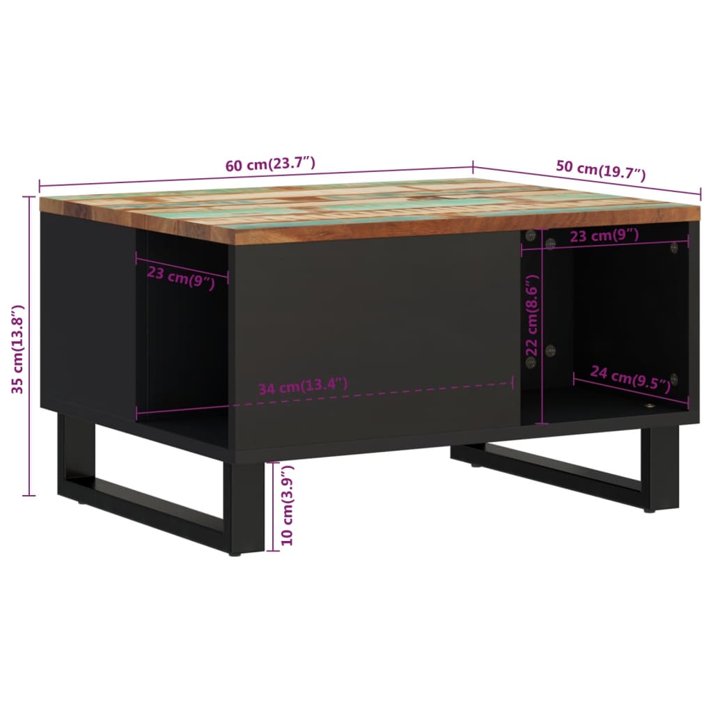 Konferenční Stolek 60 X 50 X 35 Cm Masivní Recyklované Dřevo