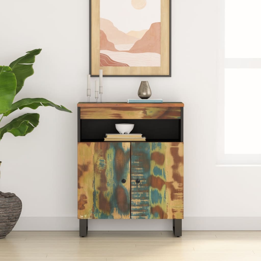Příborník Se 2 Dvířky 60 X 33 X 75 Cm Masivní Recyklované Dřevo