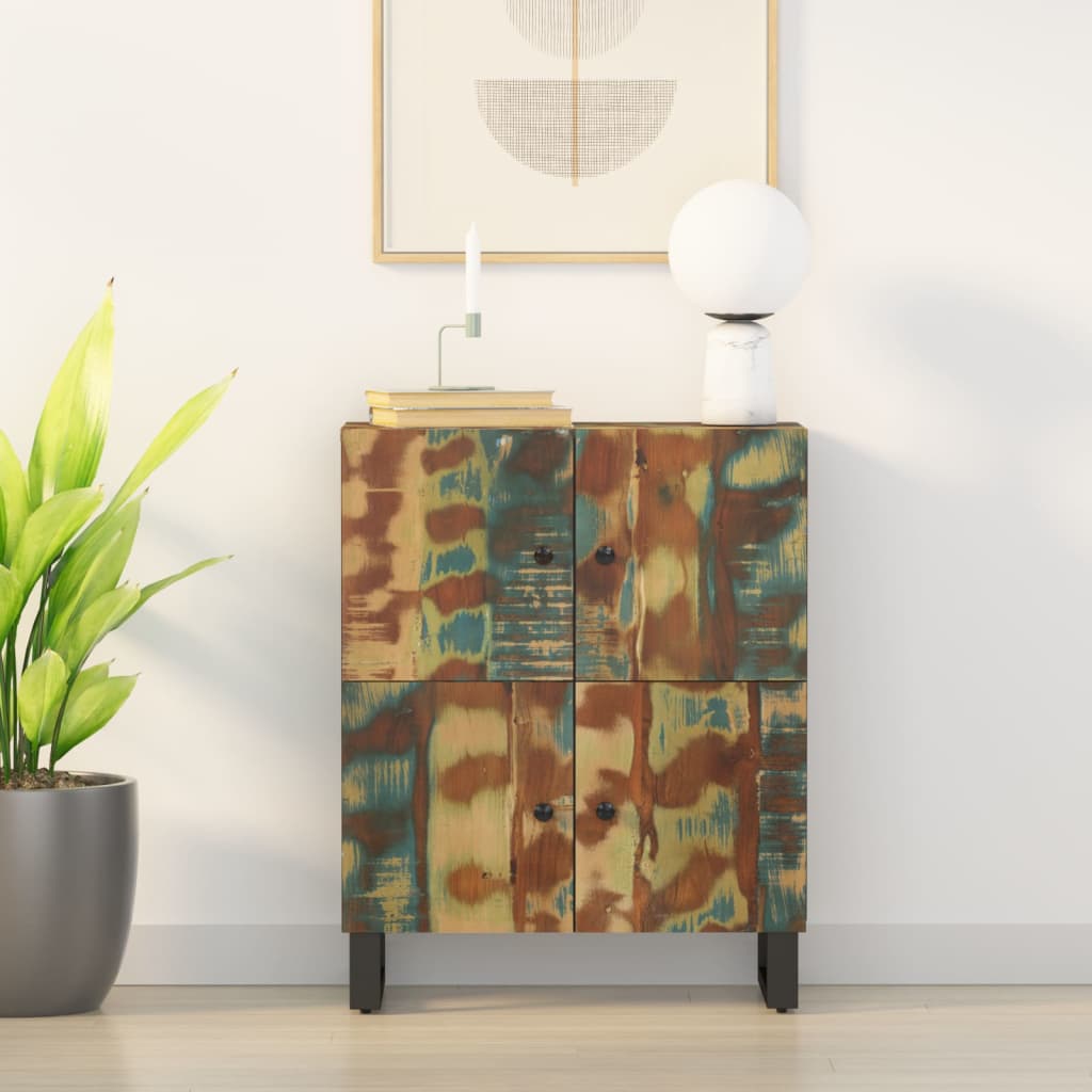 Příborník Se 4 Dvířky 60 X 33 X 75 Cm Masivní Recyklované Dřevo