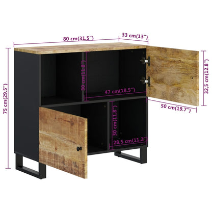 Příborník Se 2 Dvířky 80X33X75 Cm Masivní Mangovníkové Dřevo