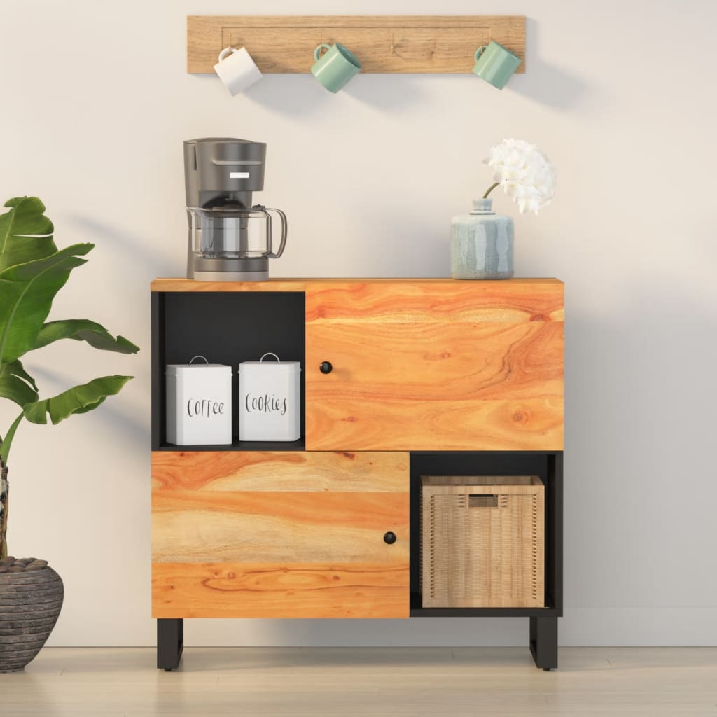 Příborník Se 2 Dvířky 80 X 33 X 75 Cm Masivní Akáciové Dřevo