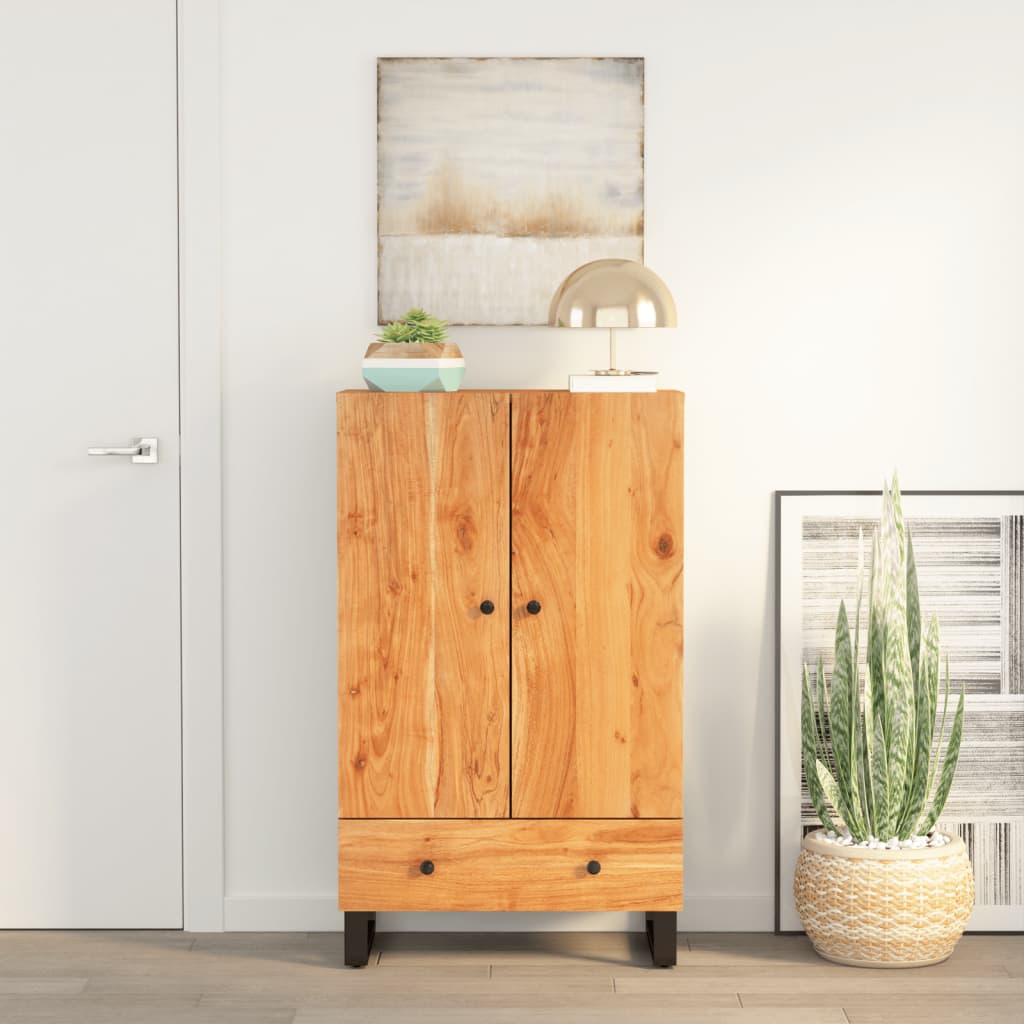 Komoda Se 3 Dvířky 40 X 33 X 110 Cm Masivní Akácie A Železo