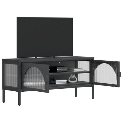 Tv Skříňka Černá 105 X 35 X 50 Cm Sklo A Ocel