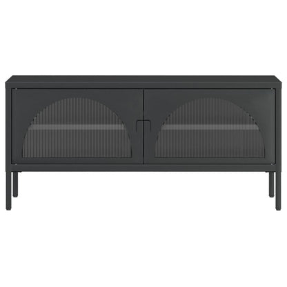 Tv Skříňka Černá 105 X 35 X 50 Cm Sklo A Ocel
