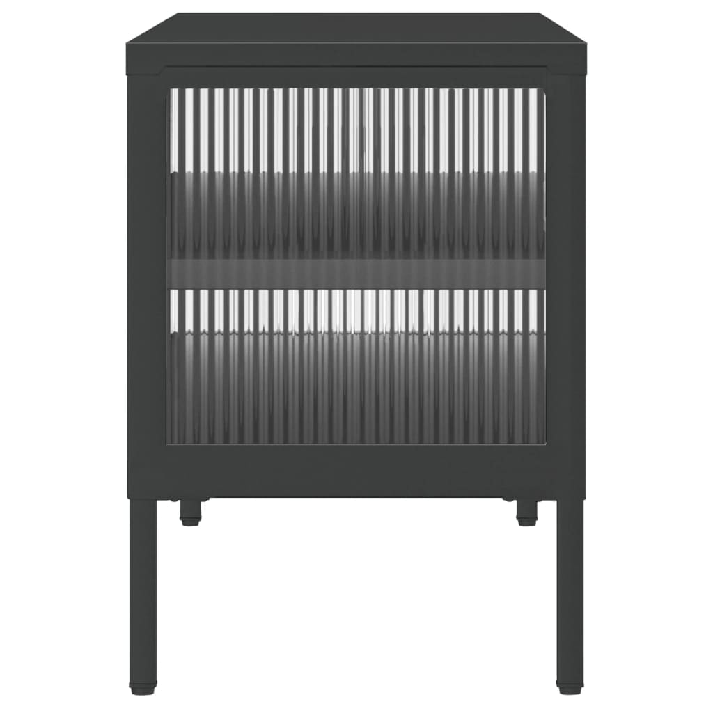 Tv Skříňka Černá 105 X 35 X 50 Cm Sklo A Ocel