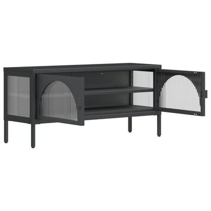 Tv Skříňka Černá 105 X 35 X 50 Cm Sklo A Ocel