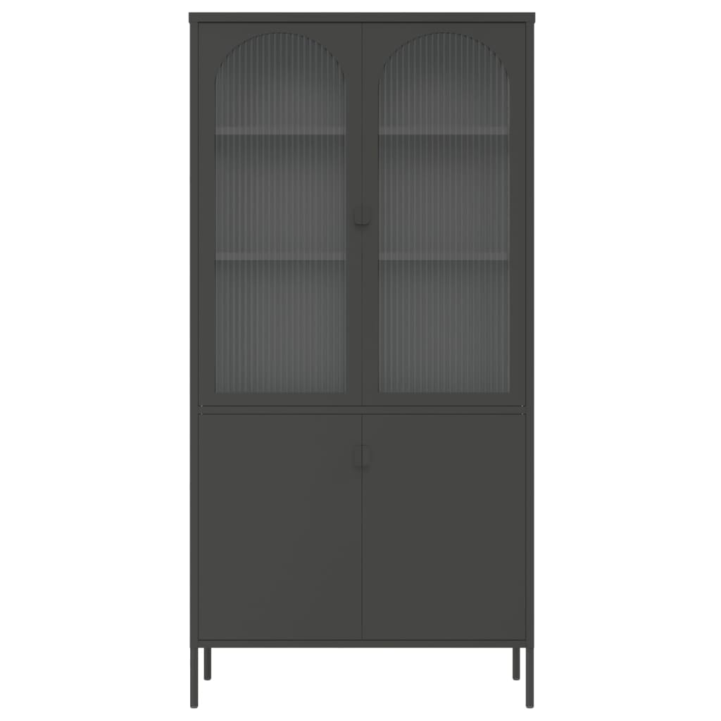 Highboard Černý 90 X 40 X 180 Cm Sklo A Ocel