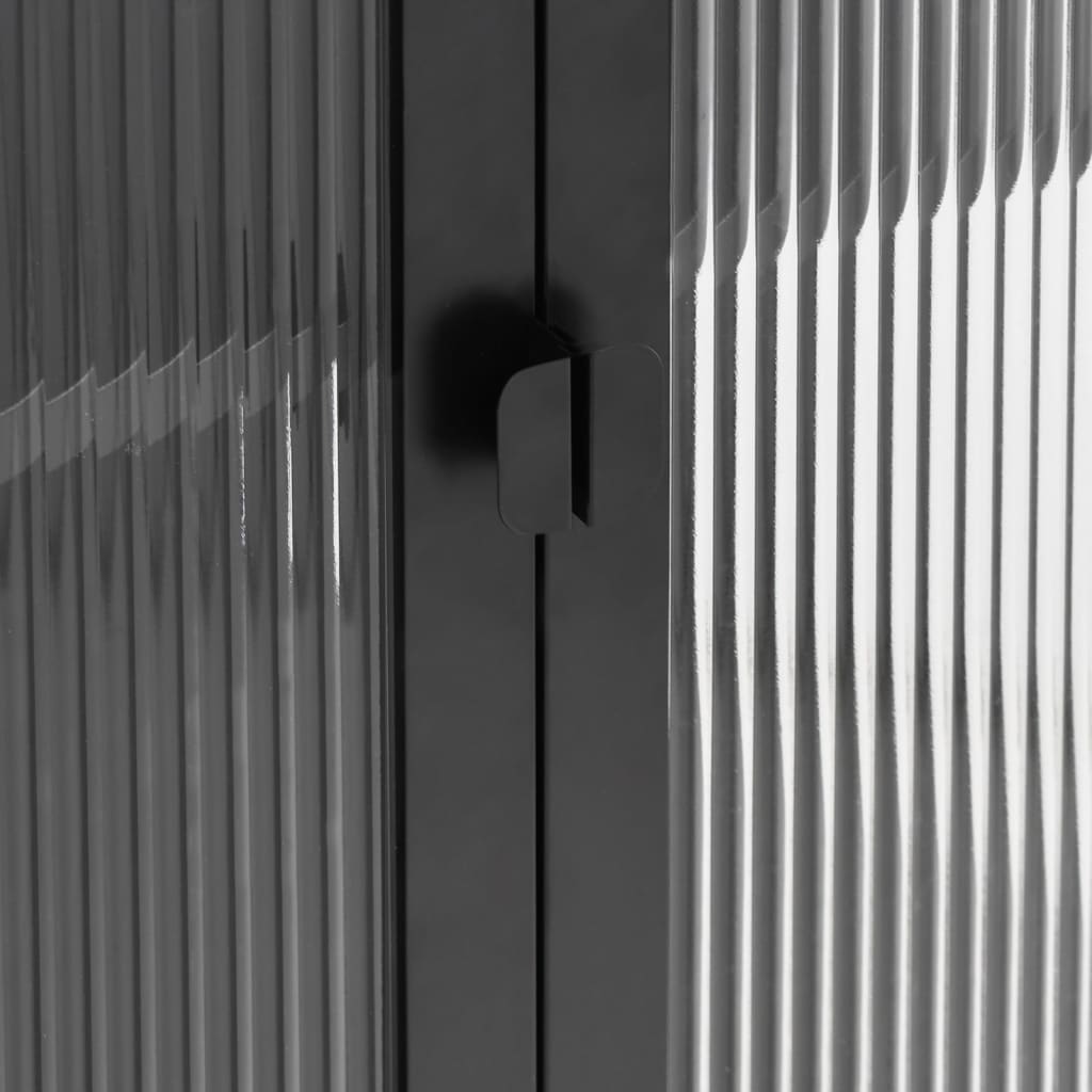 Highboard Černý 90 X 40 X 180 Cm Sklo A Ocel