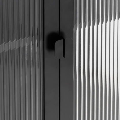 Highboard Černý 90 X 40 X 180 Cm Sklo A Ocel