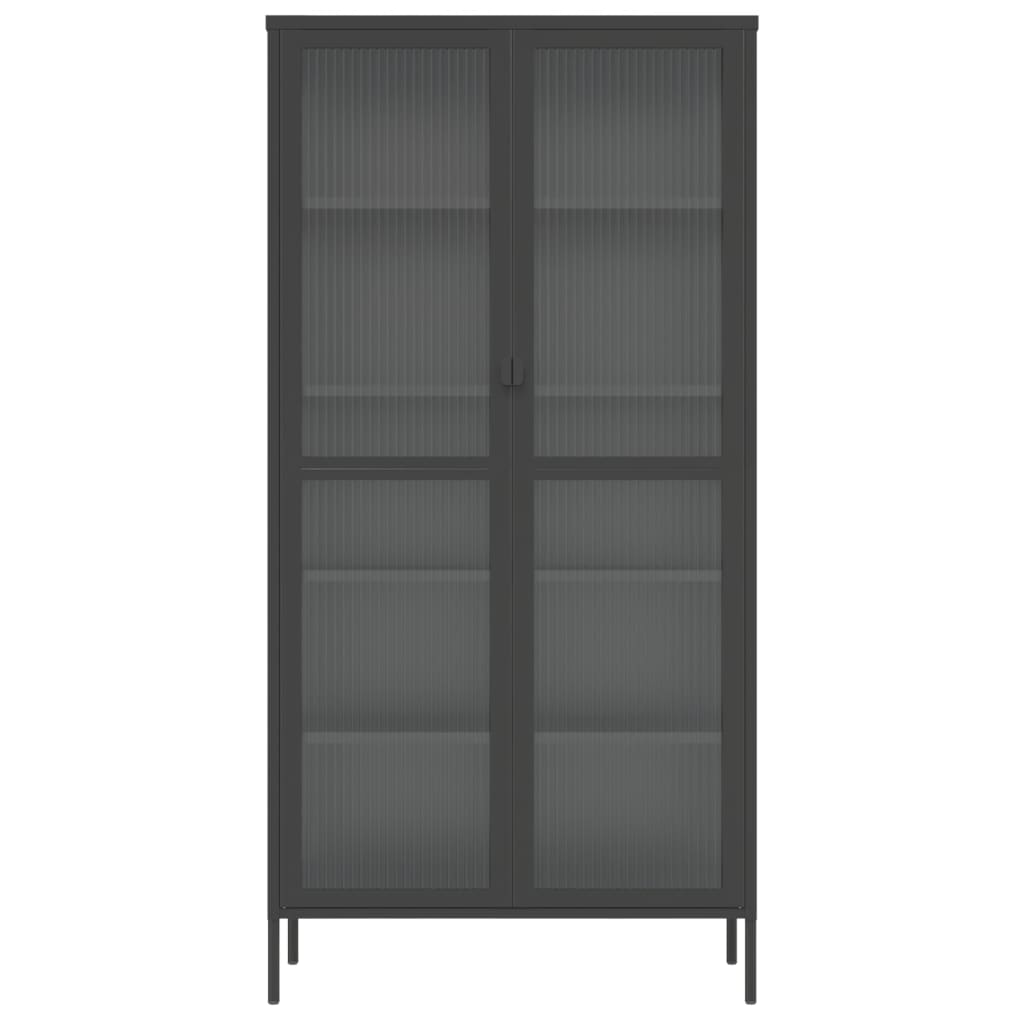 Highboard Černý 85 X 40 X 180 Cm Sklo A Ocel