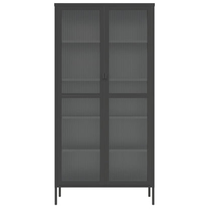 Highboard Černý 85 X 40 X 180 Cm Sklo A Ocel