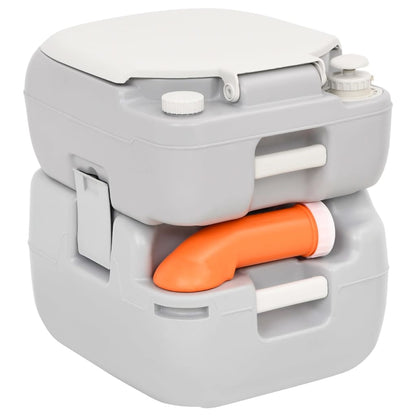 Přenosná Kempingová Toaleta Šedá A Bílá 22+12 L Hdpe
