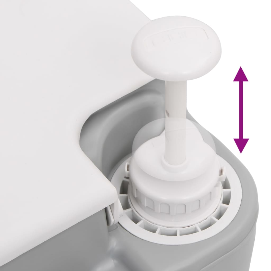 Přenosná Kempingová Toaleta Šedá A Bílá 10+10 L Hdpe