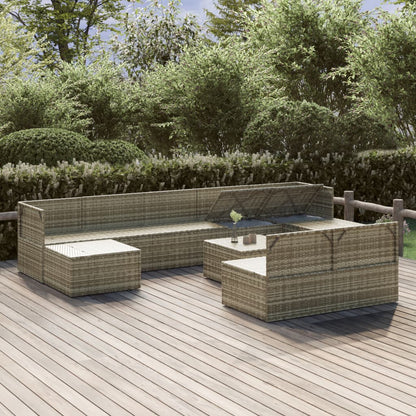 10Dílná Zahradní Sedací Souprava S Poduškami Šedá Polyratan