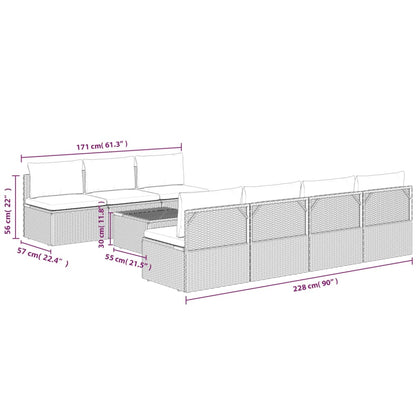 8Dílná Zahradní Sedací Souprava S Poduškami Šedá Polyratan