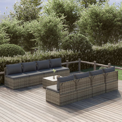 8Dílná Zahradní Sedací Souprava S Poduškami Šedá Polyratan