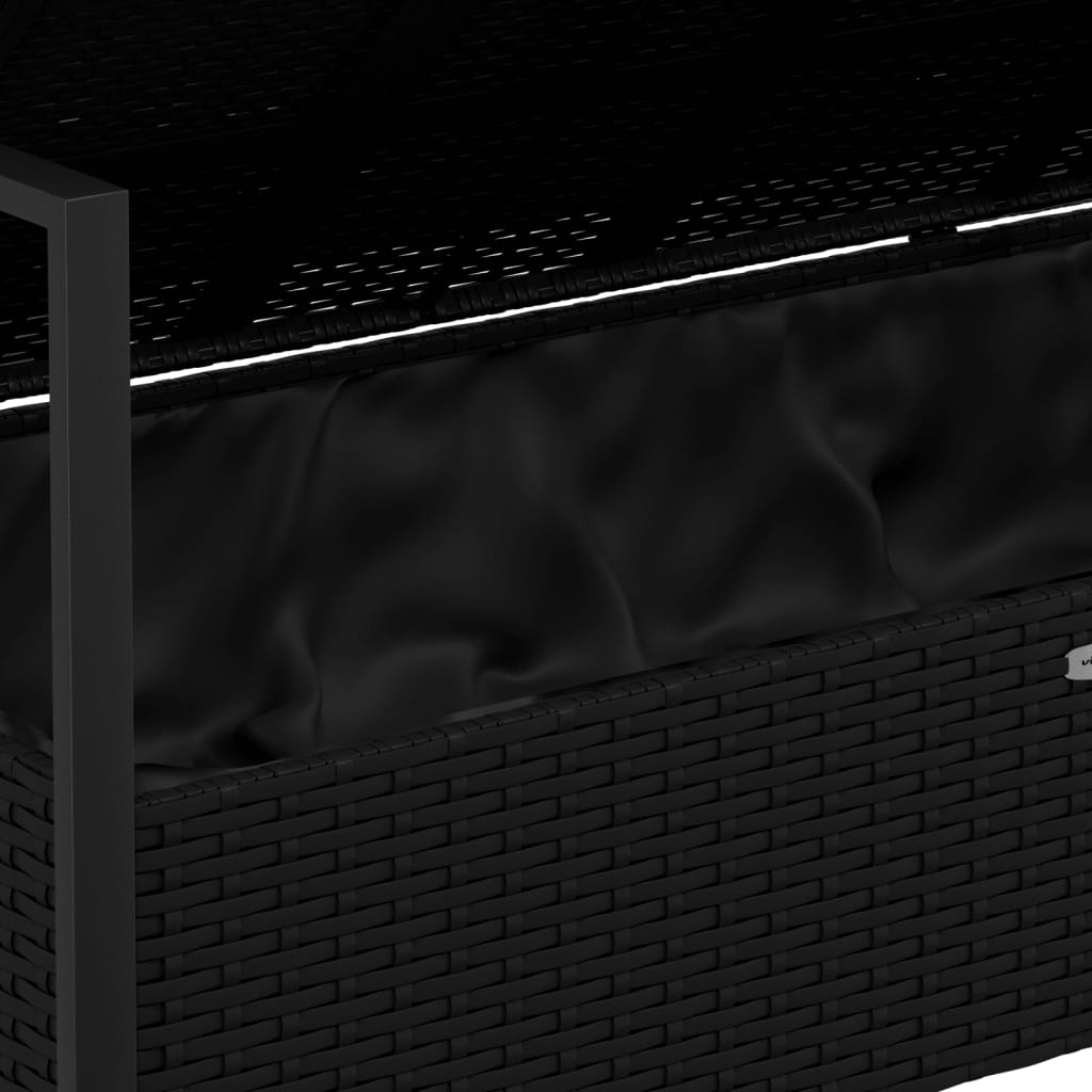 2Místná Zahradní Lavice S Poduškami Černá Polyratan