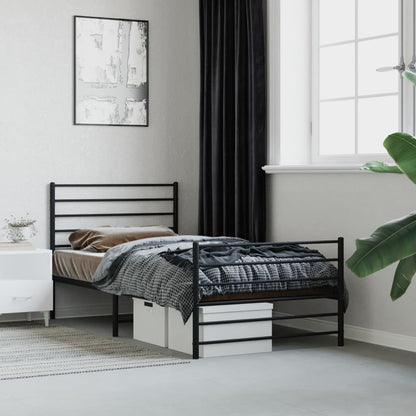 Kovový Rám Postele S Čelem Černý