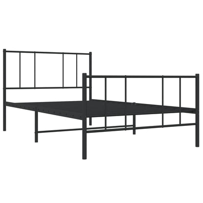 Kovový Rám Postele S Hlavovým A Nožním Čelem Černý 100 X 200 Cm