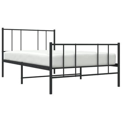 Kovový Rám Postele S Hlavovým A Nožním Čelem Černý 100 X 200 Cm