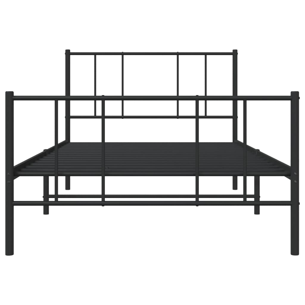 Kovový Rám Postele S Hlavovým A Nožním Čelem Černý 100 X 200 Cm