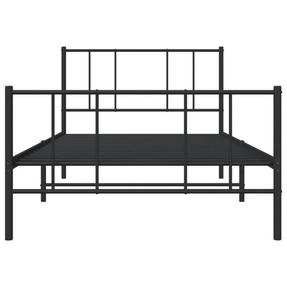 Kovový Rám Postele S Hlavovým A Nožním Čelem Černý 100 X 200 Cm